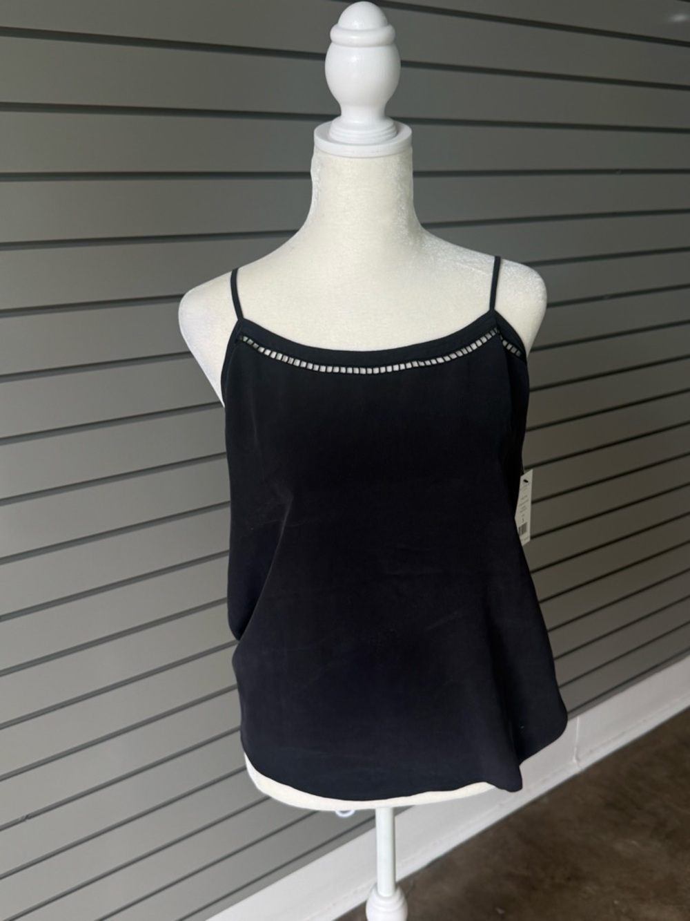 Equipment Black Spaghetti Strap Camisole with Ladder Trim